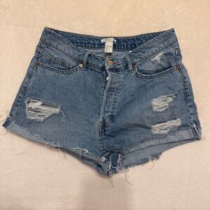 H&M Blue Distressed Jean Shorts Size 10
